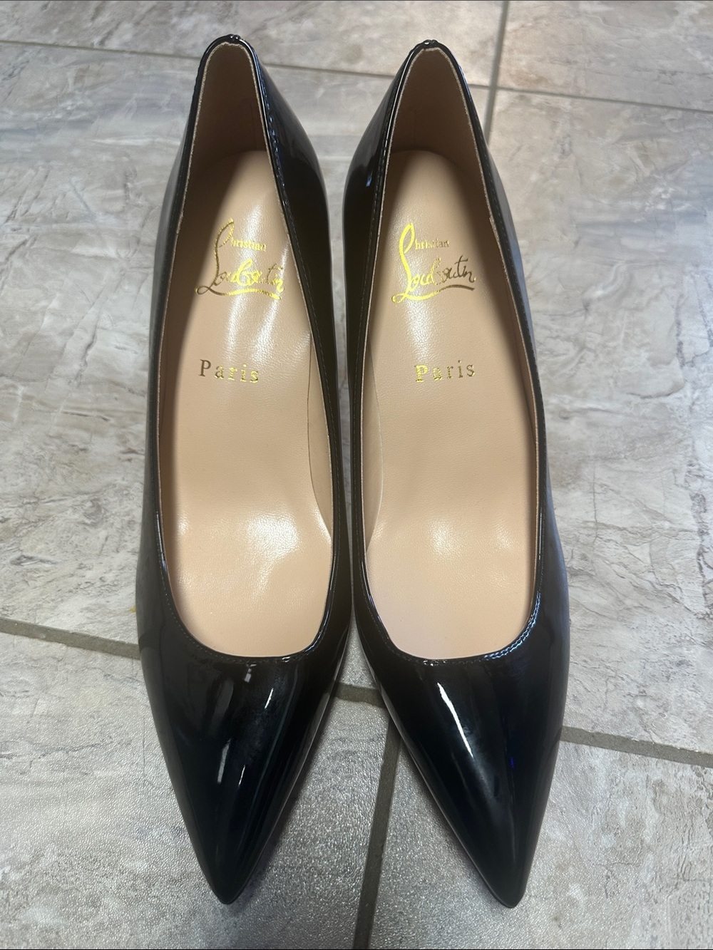 Christian Louboutin Black Patent Pointed Toe Pumps
